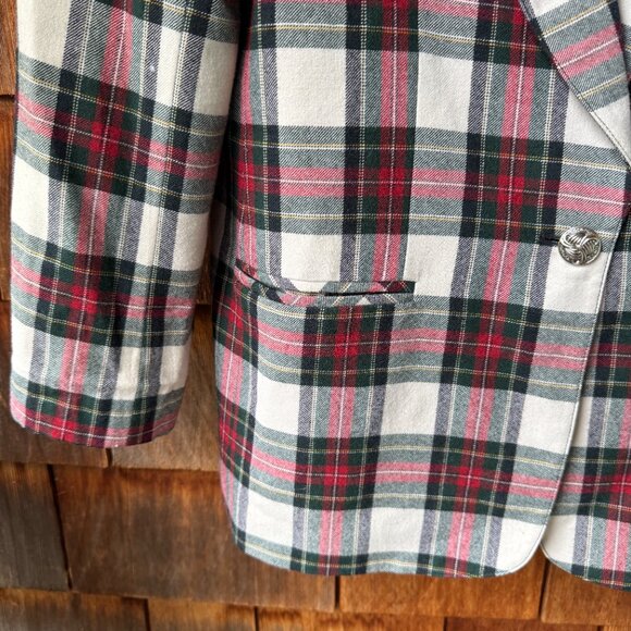 VTG Giorgio Sant Angelo 100% Wool Single Button Red Plaid Blazer in Women's 12 - Picture 6 of 9